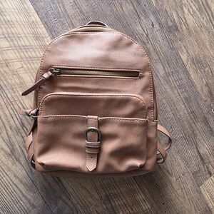 Tan Leather Backpack Purse